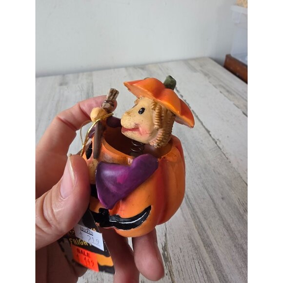 Vintage pumpkin bobblehead witch Dracula village Jack O'Lantern Halloween decor - Picture 8 of 11